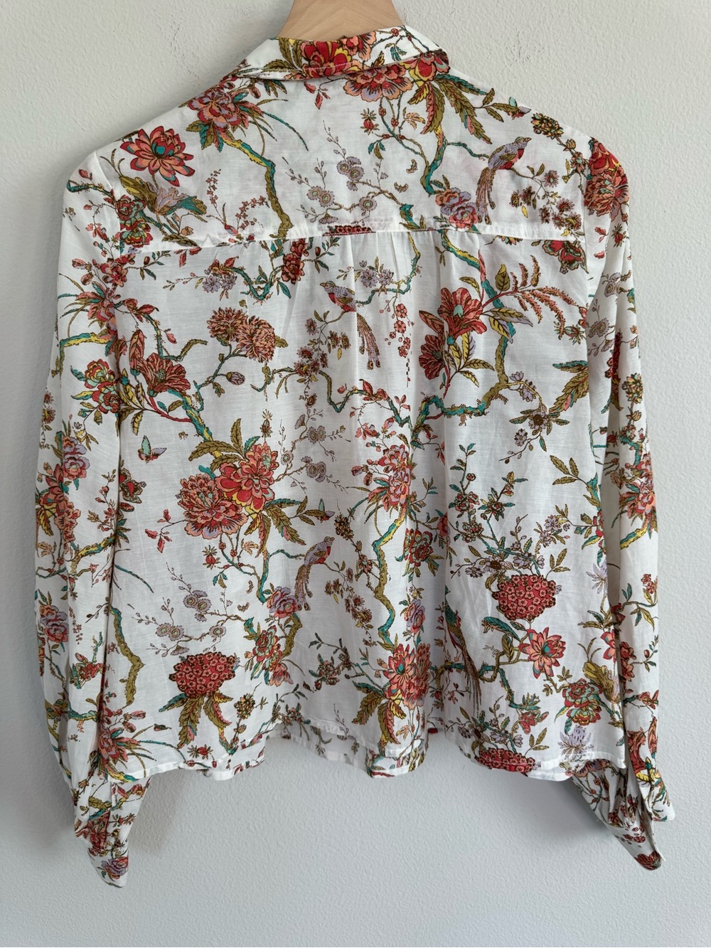 Pilcro Anthropologie Floral Bird Pintuck Blouse Boho Cottagecore Peasant Top S - Picture 10 of 12